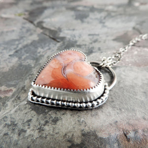 Cotton Candy Agate Heart Necklace
