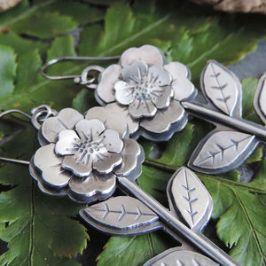 handmade sterling silver flower earrings