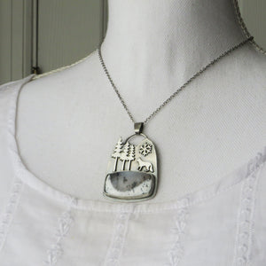 Fox in the Mountains Dendritic Opal Necklace