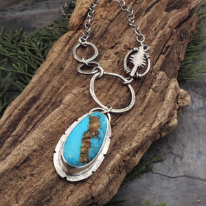 Fox Turquoise Pendant with Pine Tree Accent