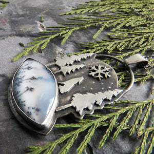 RESERVED Howling Wolf Dendritic Opal Necklace