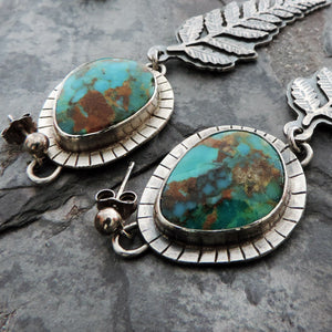 Fern Earrings with Kingman Turquoise Stones