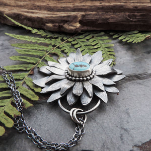 Bold Sunflower Pendant with Lavender Turquoise