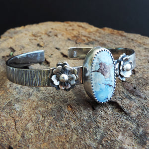 cuff bracelet with turquoise and flowers
