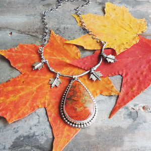 Maple Leaves Red Jasper Necklace