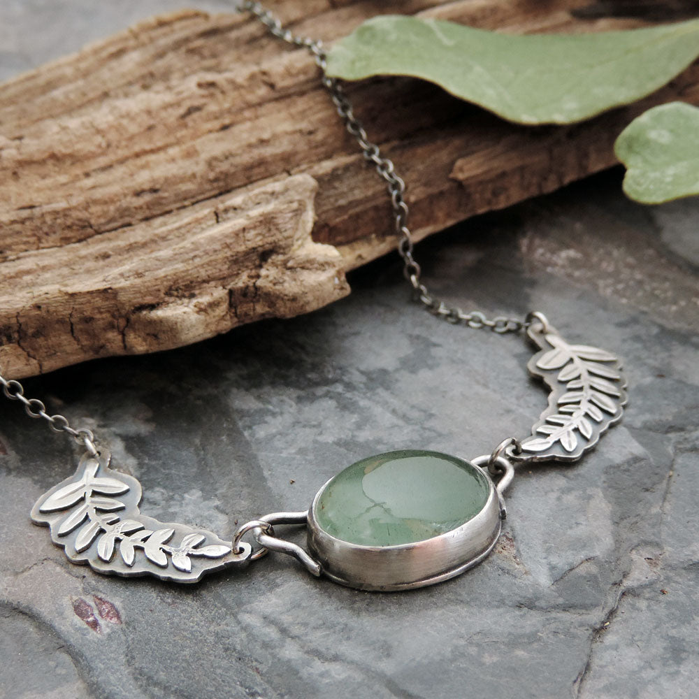 Moss Aquamarine Leafy Branch Necklace