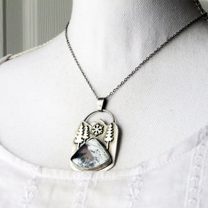 Snow in the Mountains Dendritic Opal Necklace