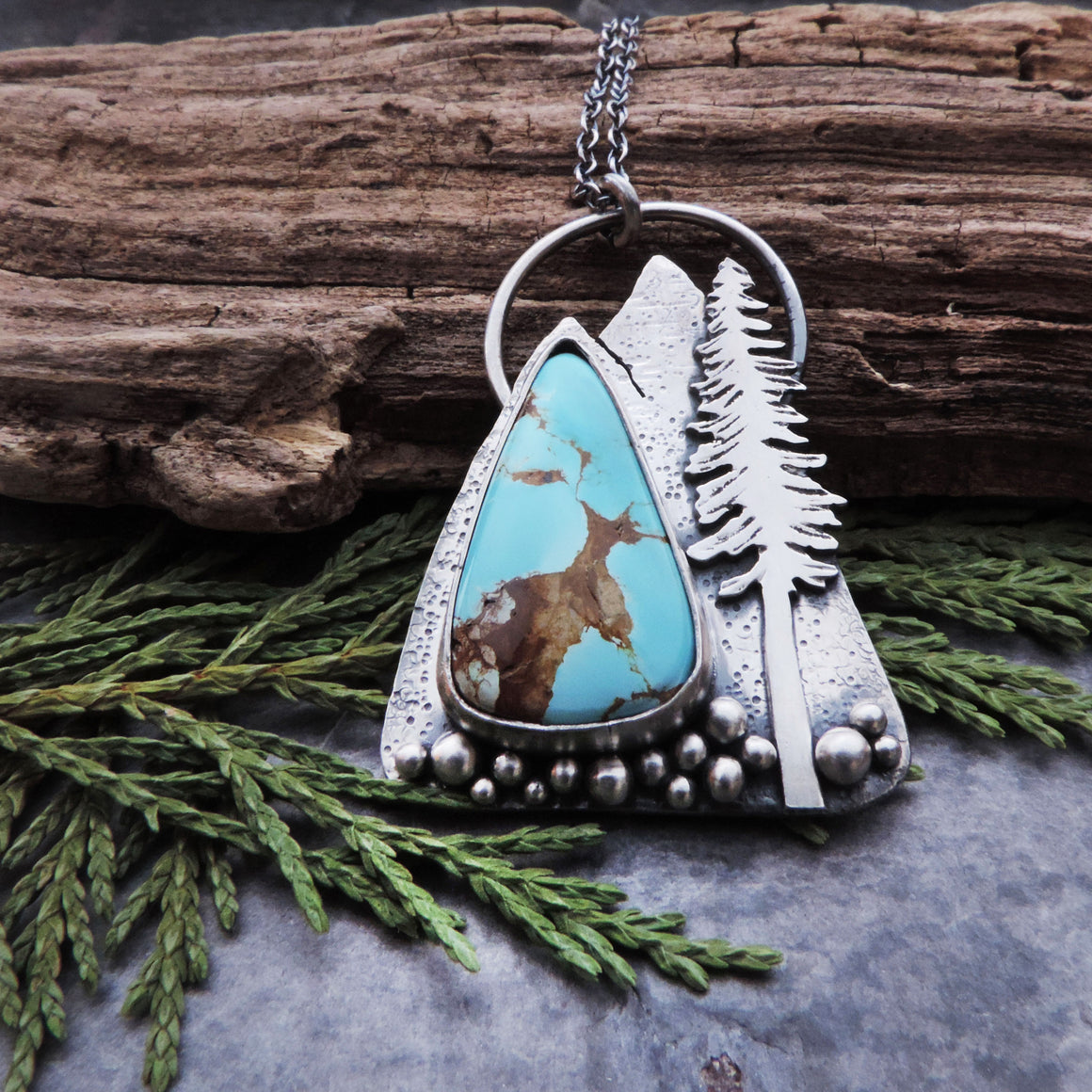 Royston Turquoise Mountain and Pine Tree Necklace