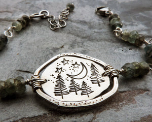 Starry Sky and Pine Trees Organic Bracelet