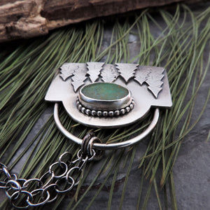 Pine Tree Forest with Sky Song Turquoise Necklace