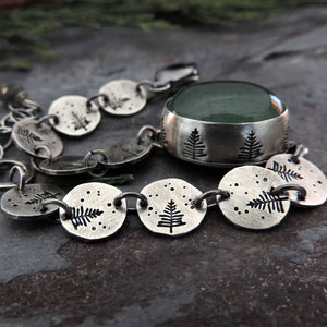 Moss Aquamarine Pine Tree Bracelet