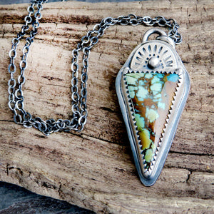 Triangle Rising Phoenix Turquoise Pendant Necklace