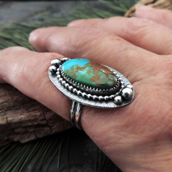 Boho Sterling Silver Sky Song Turquoise Gemstone Ring - Size 7.5 - A ...