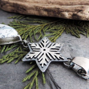 Snowflake Necklace with Dendritic Opal Teardrop