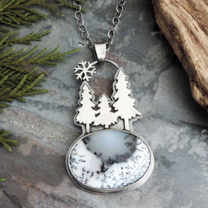 Three Pines Dendritic Opal Necklace