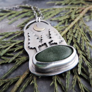 green sea glass sterling necklace