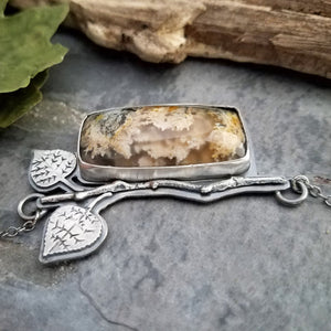 Aspen Leaves North Ridge Plume Agate Necklace