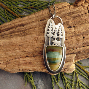 Bear in the Pines Calder Paint Jasper Necklace