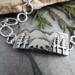 Bear in the Mountains Sterling Silver Bracelet