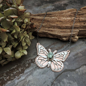 Butterfly Necklace with Variscite Gemstone