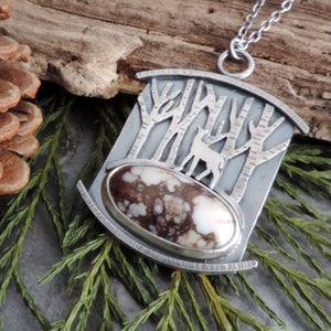 Deer in the Aspens Wild Horse Magnesite Necklace