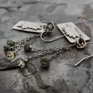 Botanical Earrings with Moss Aquamarine Rondelles