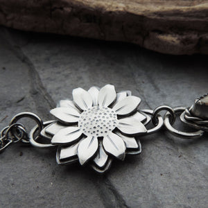 Flower Necklace with Natural Fossil Coral Drop