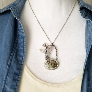 Flower Bouquet Indonesian Moss Agate Necklace