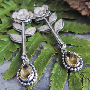 sterling silver stemmed flower earrings 
