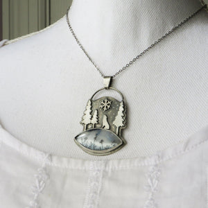 RESERVED Howling Wolf Dendritic Opal Necklace