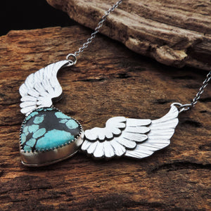 Winged Heart Necklace with Hubei Turquoise