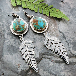 Fern Earrings with Kingman Turquoise Stones