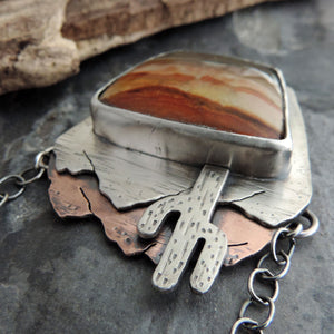 Desert Cactus Landscape Jasper Necklace