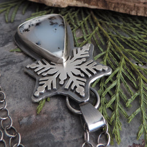 Snowflake Necklace with Dendritic Opal