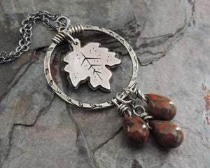 handmade maple leaf pendant necklace