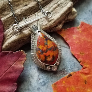 moroccan agate orange gold red pendant