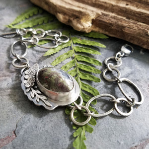 handmade sterling silver moss agate bracelet