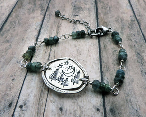 Starry Sky and Pine Trees Organic Bracelet