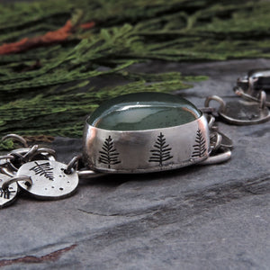 Moss Aquamarine Pine Tree Bracelet