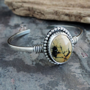 Golden Silver Peak Variscite Cuff Bracelet