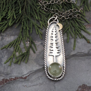 Tall Pine and Round Prehnite Necklace