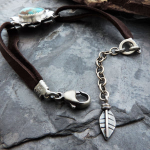 Fox Turquoise Sunflower Bracelet on Leather Band