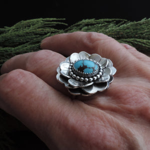 handmade sterling silver flower ring 