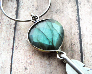 Labradorite Sterling Silver Feather Necklace