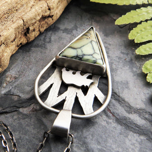 Bear in the Woods Silver Peak Variscite Necklace