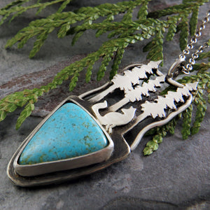 Fox in the Pine Trees Number 8 Turquoise Necklace