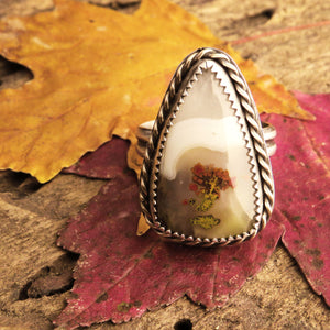 Moroccan Plume Agate Ring - Size 7