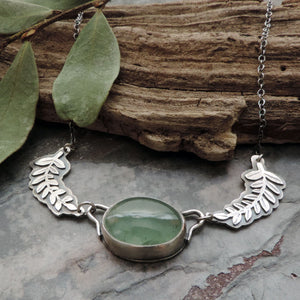 Moss Aquamarine Leafy Branch Necklace