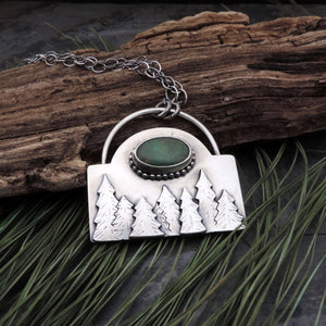 Pine Tree Forest with Sky Song Turquoise Necklace