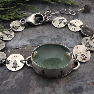 Moss Aquamarine Pine Tree Bracelet
